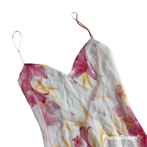 Vintage Y2K La Senza Sheer Floral Ruffle Hem Chemise Slip M - Picture 3 of 10